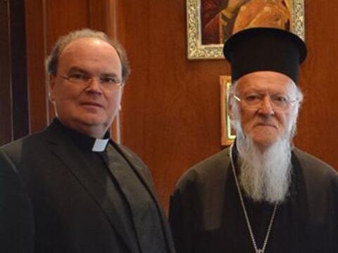 Bischof Bertram zusammen mit Patriarch Bartholomäus bei einem Treffen in Istanbul 2017 (Foto: ACK Bayern)