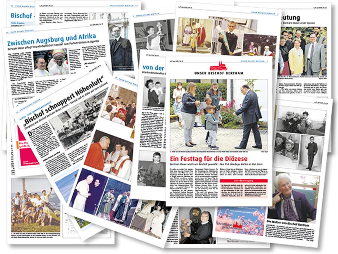 Facettenreich: Auf 40 bunten Seiten stehen Interessantes und Unbekanntes aus dem Leben unseres neuen Bischofs. (Collage "Sonderausgabe": SUV / Iris Hahn / pba)