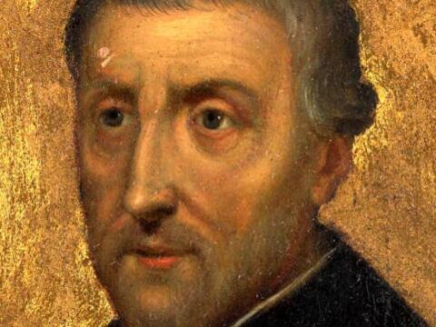 Ehemaliger Domprediger in Augsburg: der hl. Petrus Canisius. (Miniatur 1699, Rijksmuseum Amsterdam). 