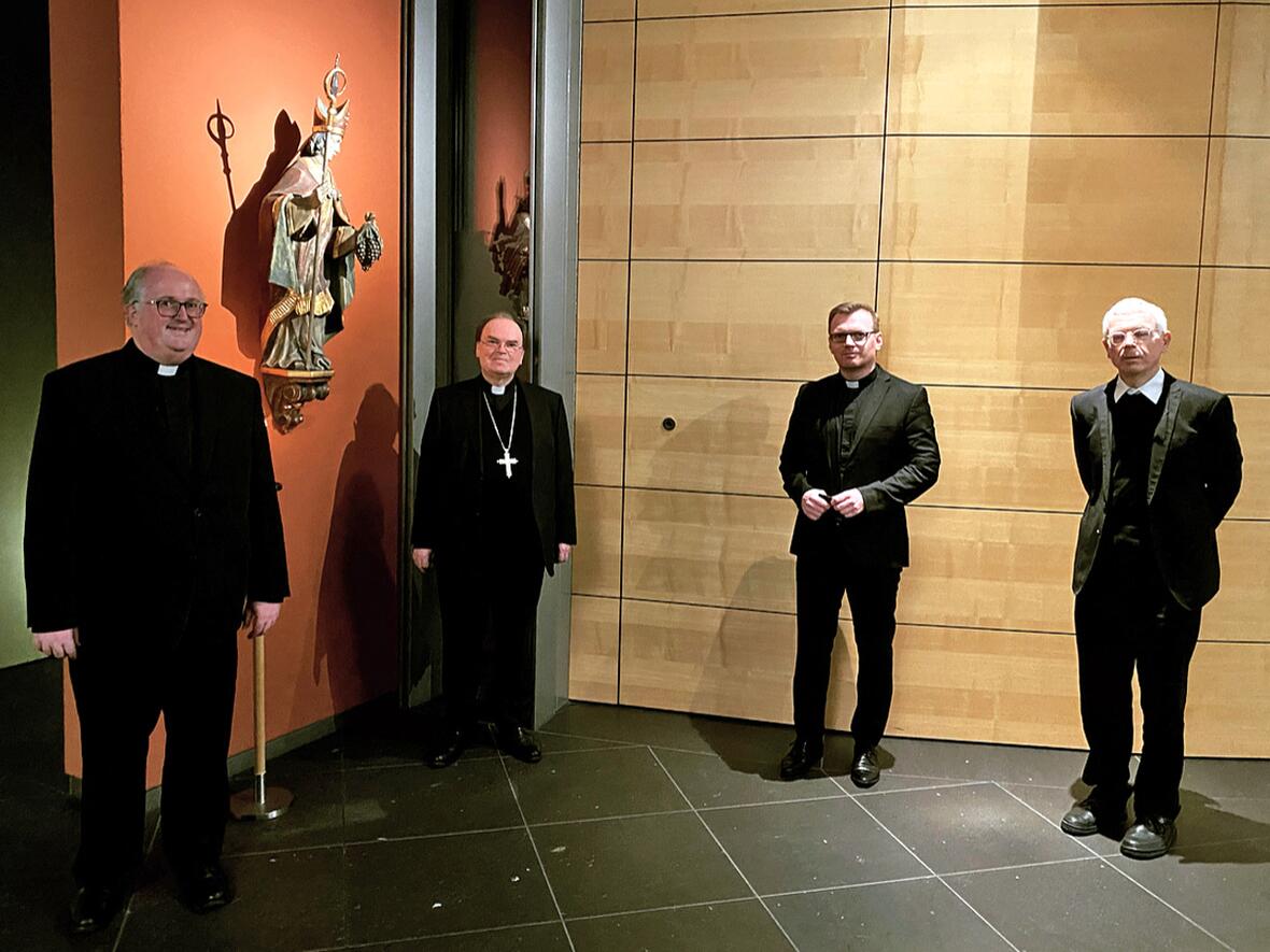 (v.l.) Regens Dr.Volker Malburg, Bischof Dr. Bertram Meier, Subregens Thomas Porwol und Spiritual Prof. Dr. Josef Freitag.