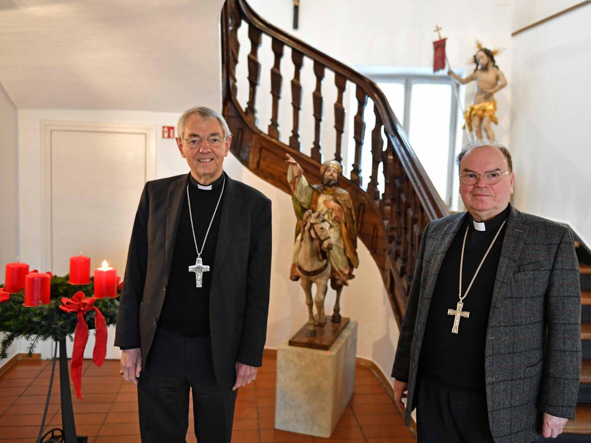 Gegenbesuch von Erzbischof Ludwig Schick bei Bischof Bertram im Augsburger Bischofshaus. (Foto: Nicolas Schnall / pba)