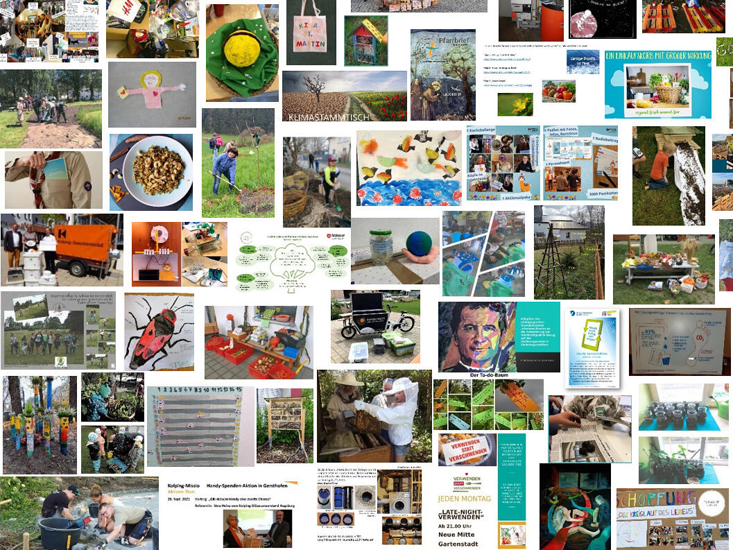 Der diözesane Schöpfungspreis wurde coronabedingt heuer im Rahmen einer Online-Preisverleihung verliehen. Vier Hauptsieger wurden dabei von Bischof Dr. Bertram Meier gekürt. (Fotografik: Fachbereich "Kirche und Umwelt")  