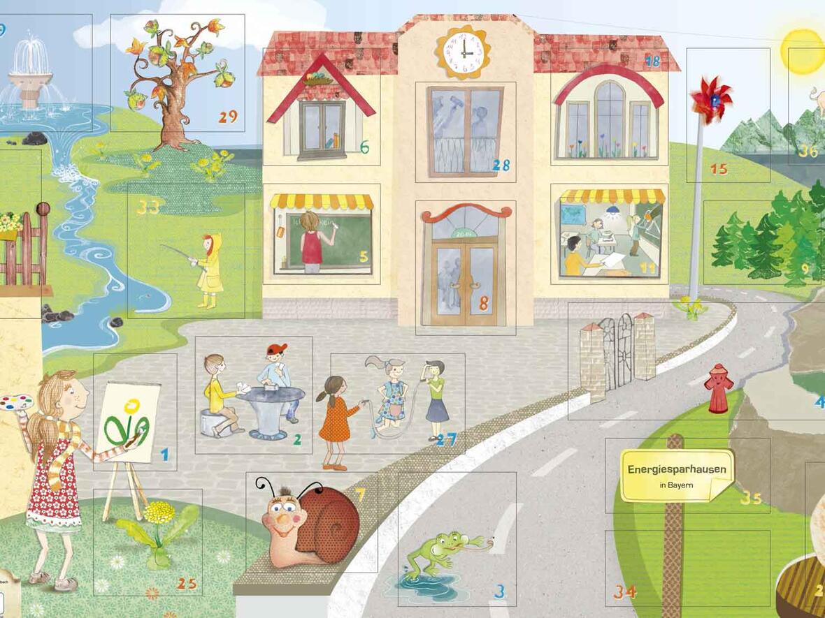 Der Kalender richtet sich an die Klassen 1 bis 6 (Grafik: LfU/Sophia Pospiech)