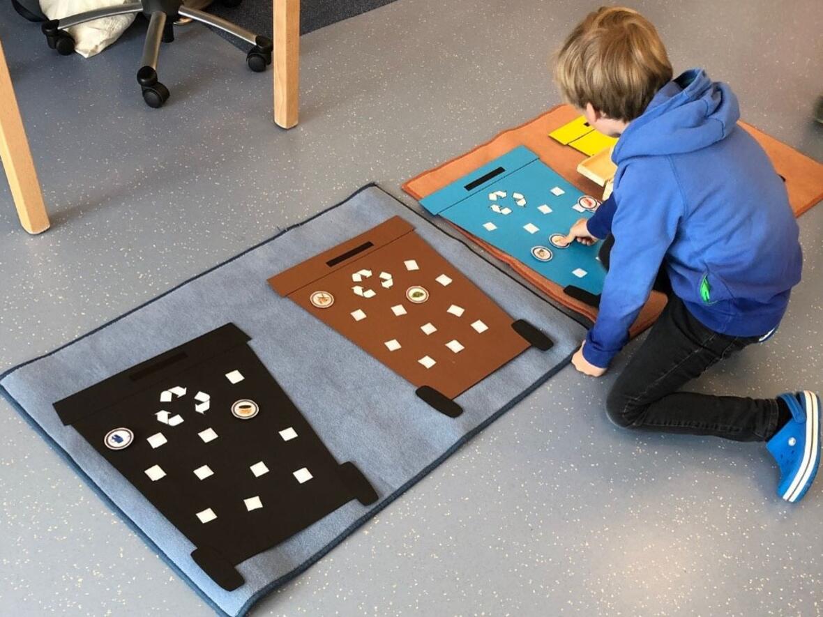 Spielerisch lernen die Kinder den Müll richtig zu trennen. (Foto: Kiga St. Magnus)