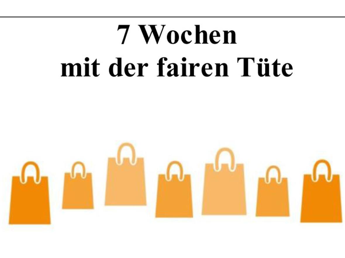 7 Wochen gab es Tüten mit bio-fairen Lebensmitteln und passenden Rezepten. (Grafik: PG Oberhausen/Bärenkeller)
