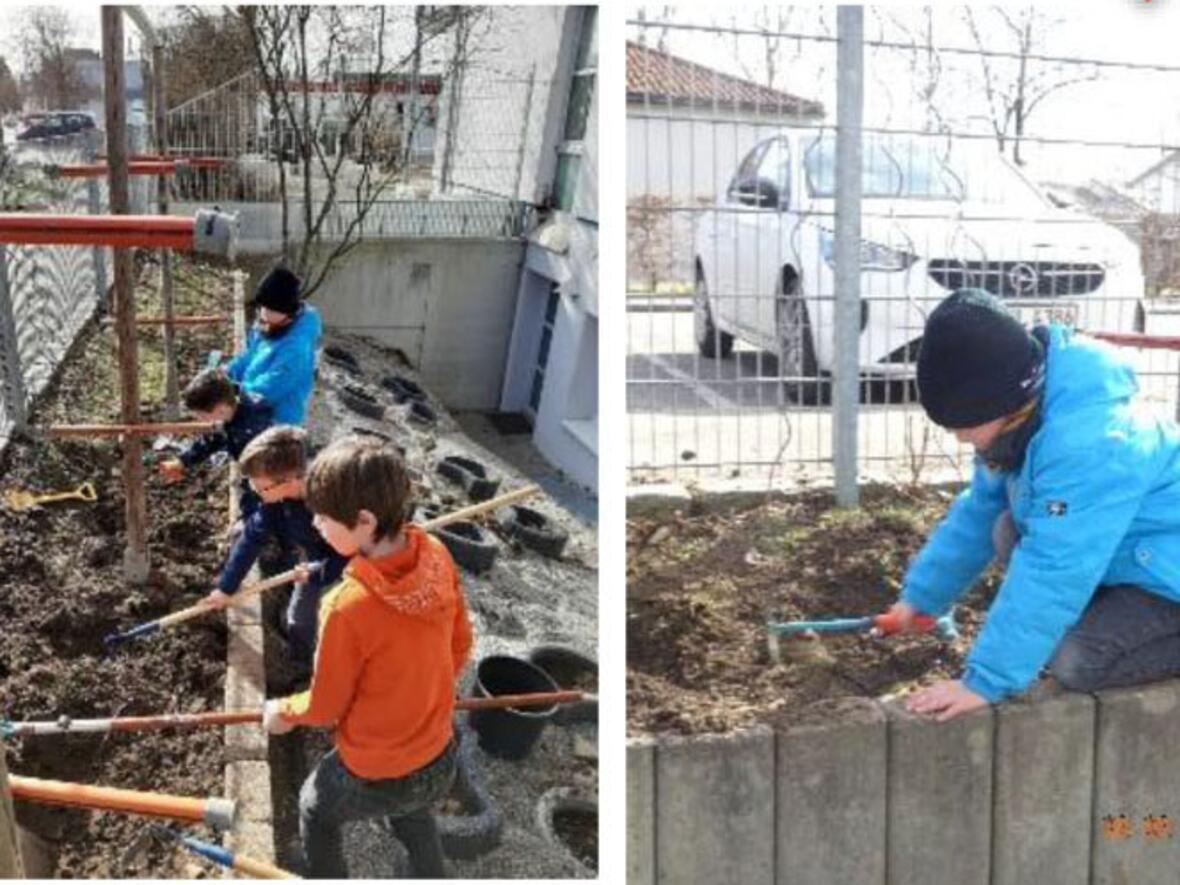 Der Garten wurde von den Kindern für die kommenden Pflanzen hergerichtet. (Foto: Kinderhort Maria Hilf/Stadtbergen)