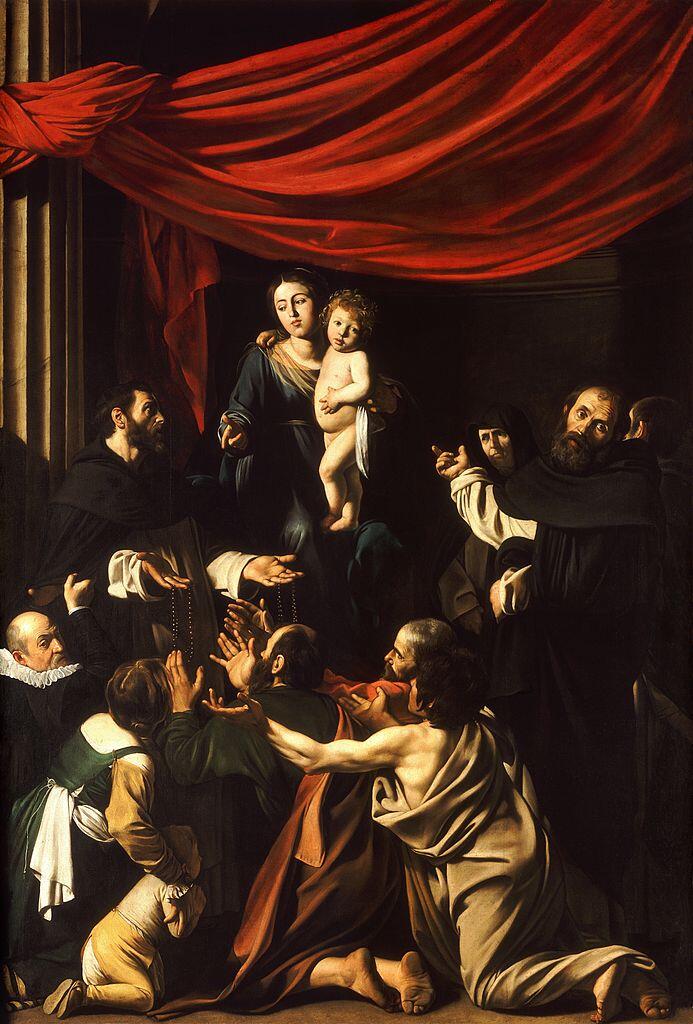 Caravaggio, Unsere Liebe Frau vom Rosenkranz, um 1607, Kunsthistorisches Museum, Wien