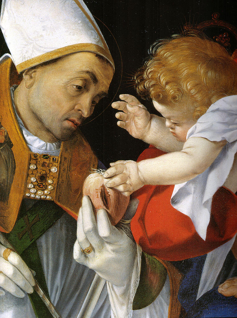 Lorenzo Lotto, Madonna mit einem hl. Bischof und dem hl. Onuphrius (Ausschnitt), 1512, Galleria Borghese, Rom