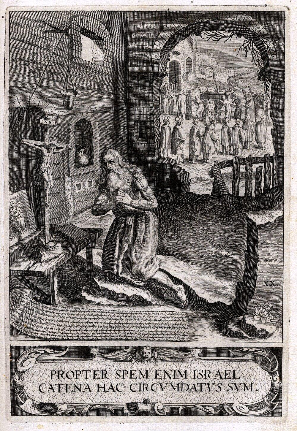 Der Einsiedler Gualfardus, aus: Carl Stengel: Der Weitberüehmbten ... Statt Augspurg ... kurtze Kirchen Chronick, Augsburg 1620. Foto: © Universitätsbibliothek Salzburg (CC BY-NC-SA 4.0)