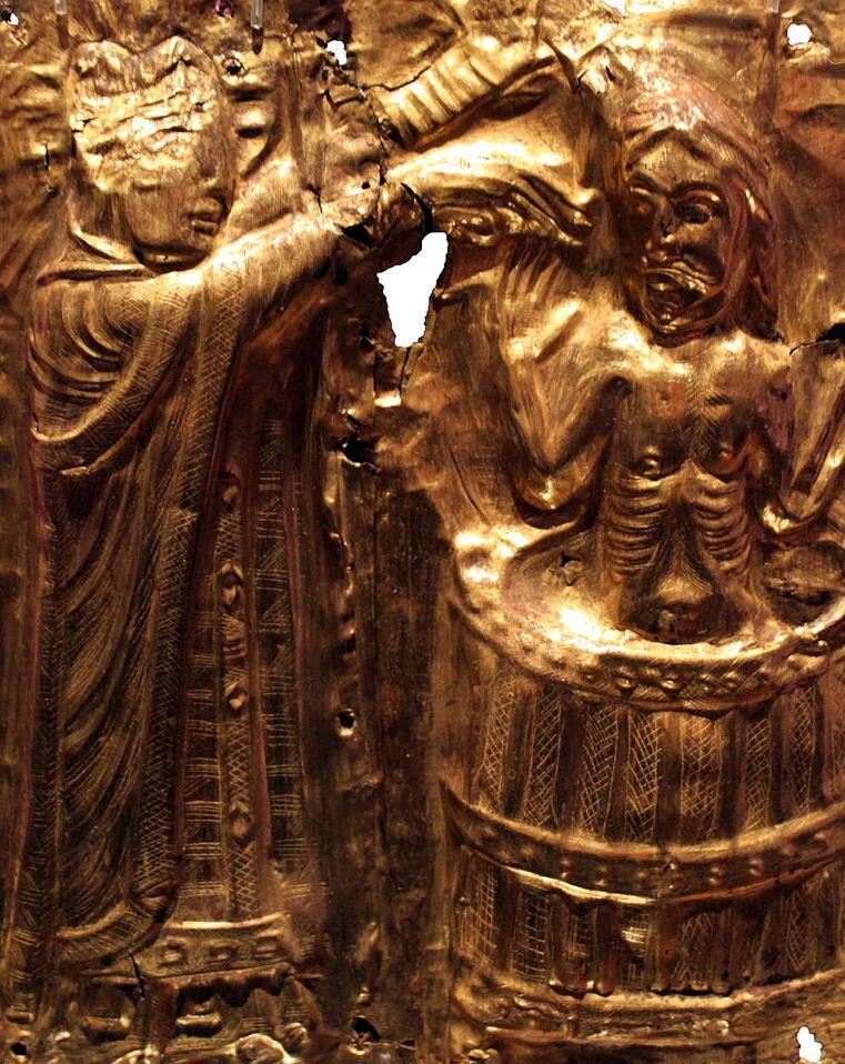 Haralds Taufe; Altarrelief der Tamdrup Kirche, um 1200, Dänisches Nationalmuseum, Kopenhagen. Foto: Anagoria (CC BY 3.0)