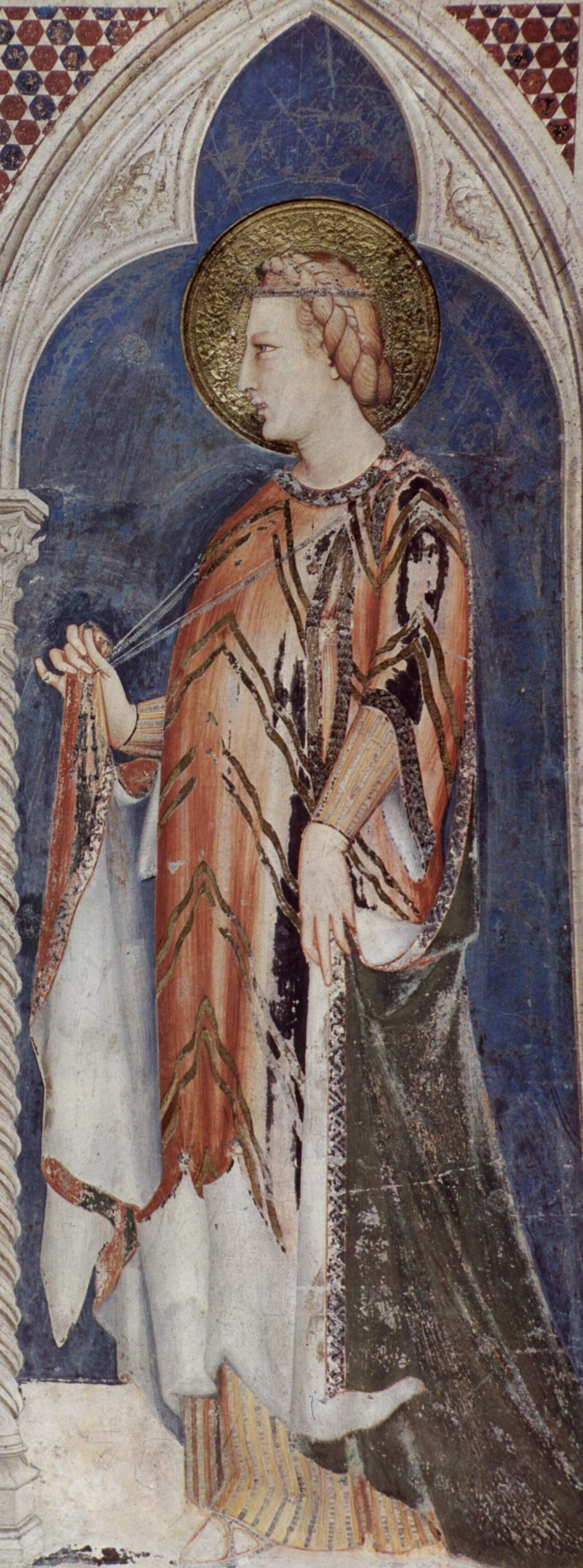 Simone Martini, Die heilige Elisabeth, Freskendetail in der Unterkirche der Basilika San Francesco in Assisi, 1322–1326