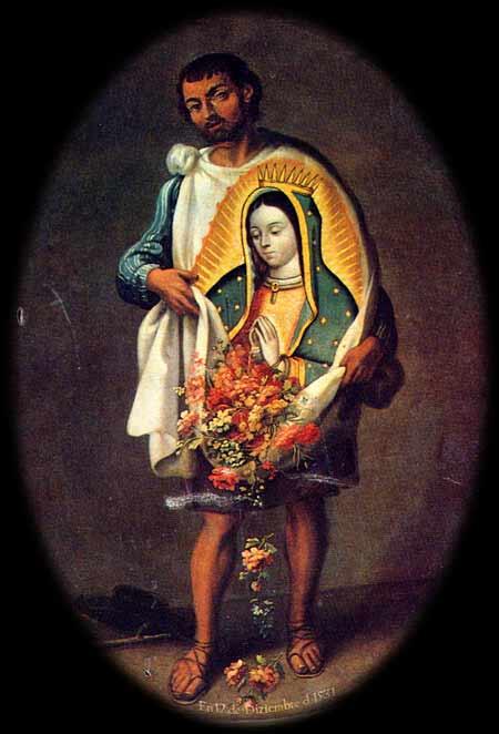 José de Ibarra, Juan Diego mit dem Bild der Jungfrau von Guadalupe und den Rosen in seinem Mantel, 1743