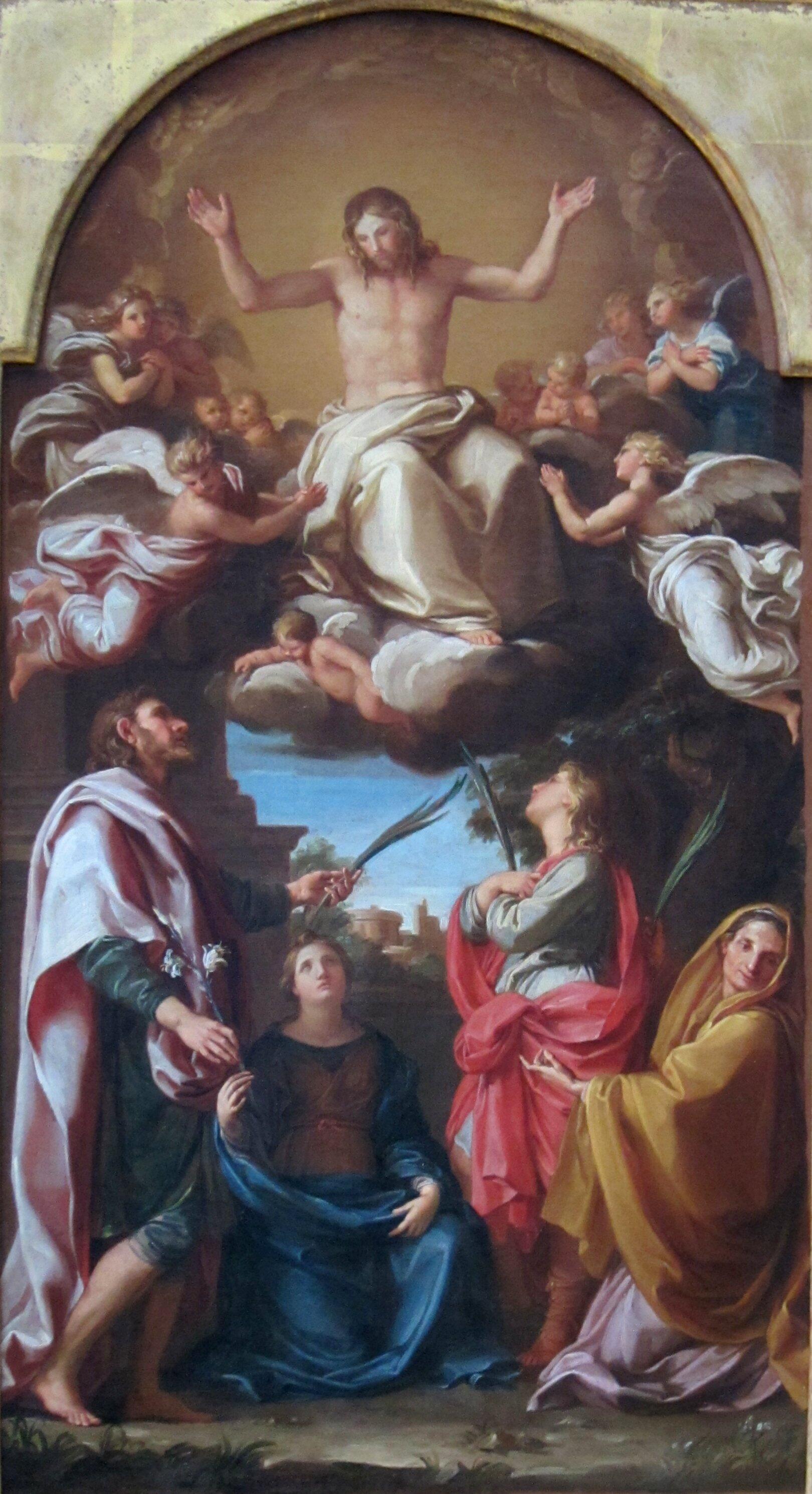 Pompeo Battoni, Christus mit den hl. Julian, Basilissa, Celsus und Marcionilla, 1736–38, Getty Museum, Los Angeles