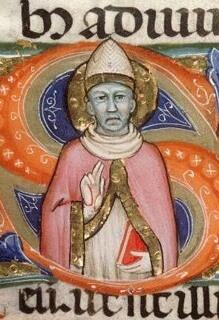 Honoratus auf der Initiale einer illuminierten Handschrift, 14. Jahrhundert