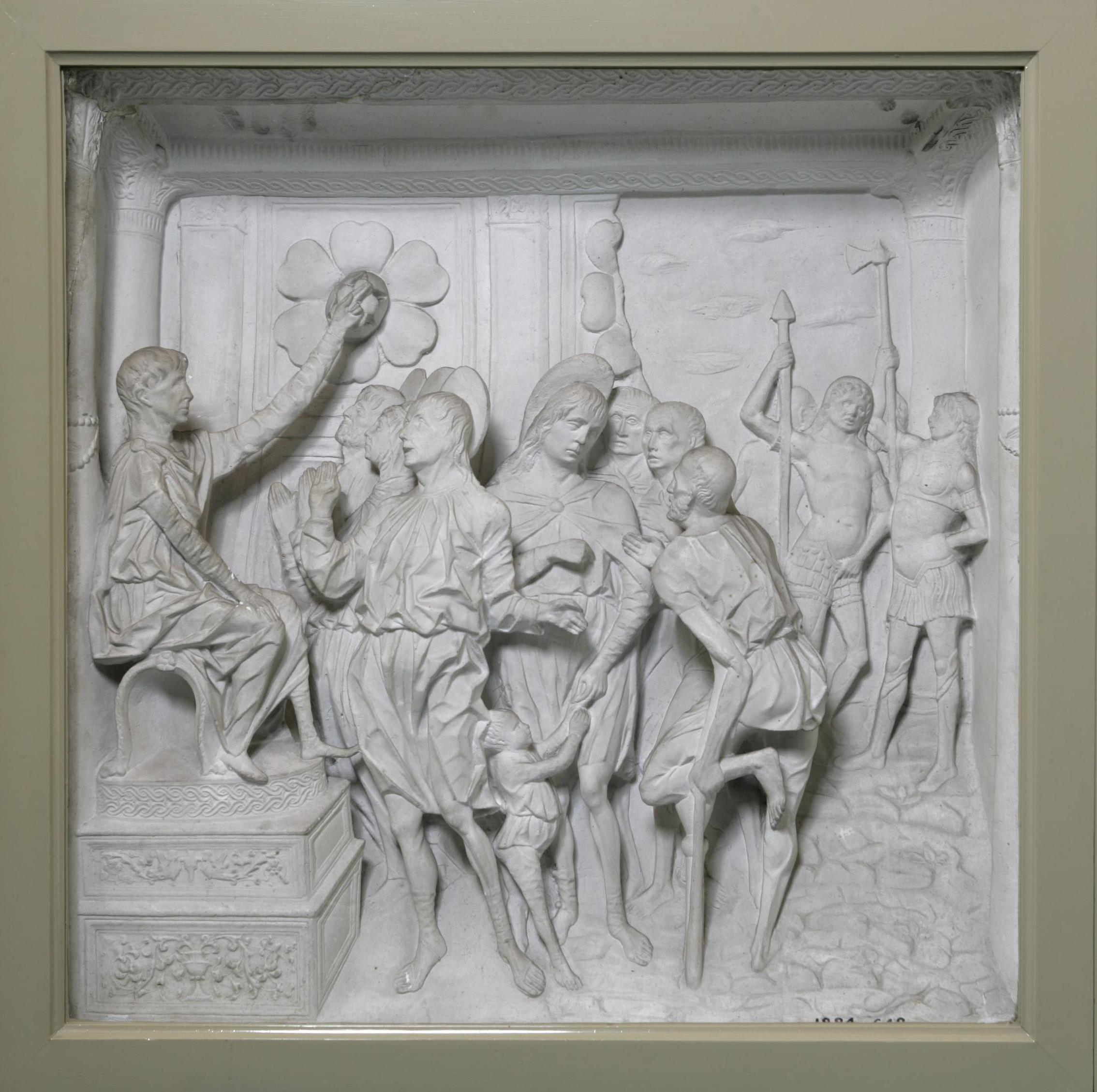 Giovanni Antonio Amadeo, Marius, Martha, Audifax und Abachum werden Kaiser Claudius II. vorgeführt, 1479–1482, © Victoria and Albert Museum, London