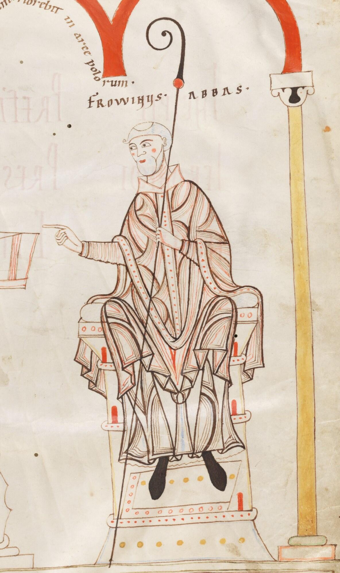 Frowin auf dem Deckblatt der Engelberger Bibel (Ausschnitt), 12. Jahrhundert, Engelberg, Stiftsbibliothek (CC BY-NC 4.0)  