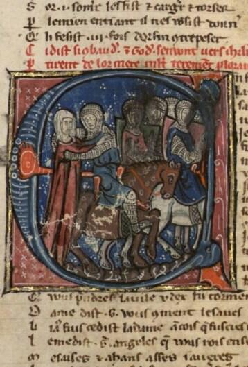 Ida verabschiedet ihre Söhne, illuminiertes Manuskript, 1295, Bibliothèque Nationale, Paris