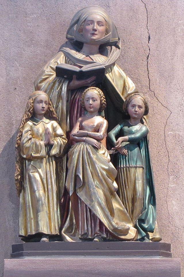Eschau, Kirche Saint-Trophime, Die heilige Sophia mit ihren Töchtern, 1470. Foto: Ralph Hammann (CC BY-SA 3.0)