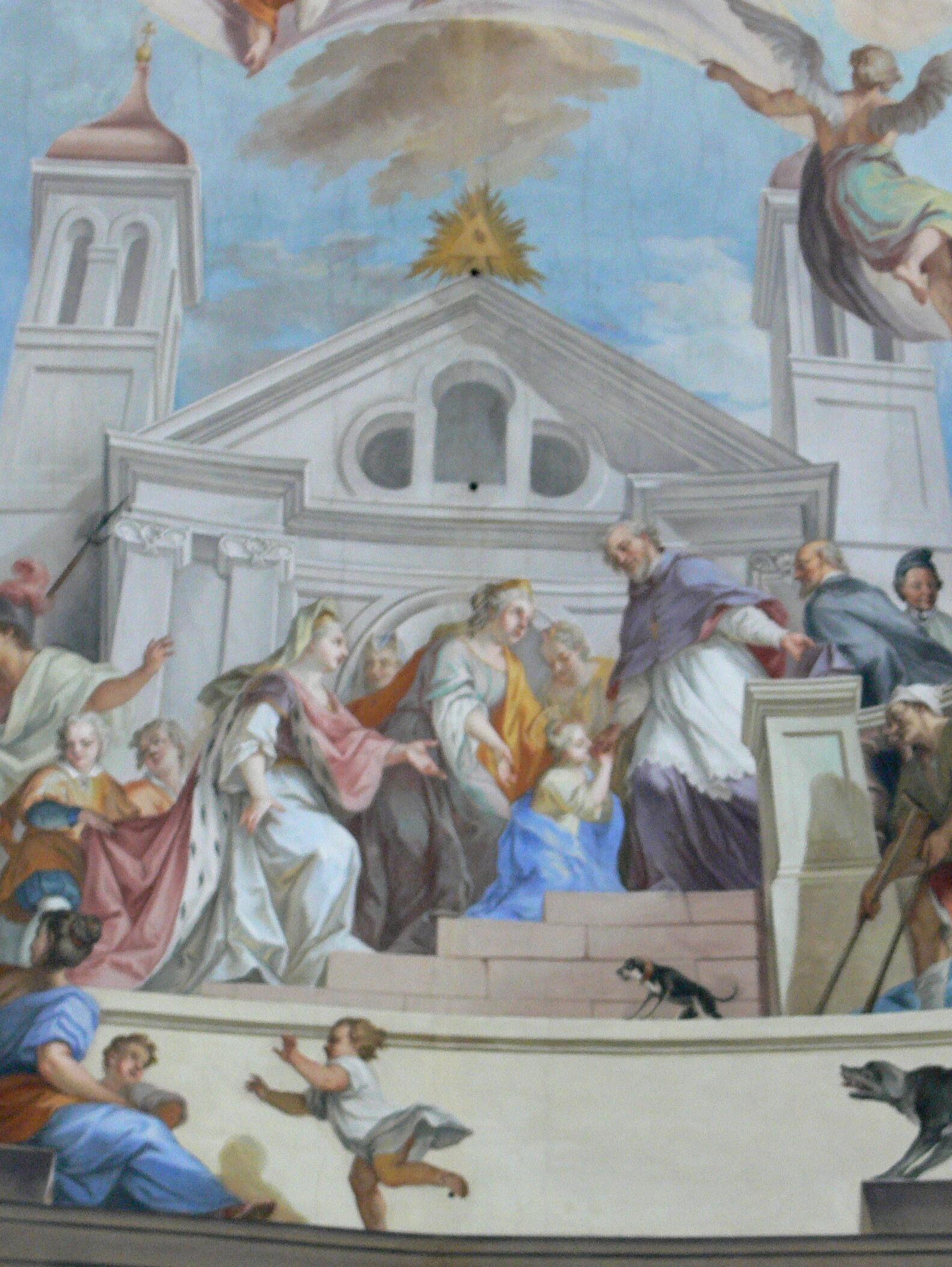 Aufnahme Mechthilds in das Kloster St. Stephan, Fresko von Johann Georg Bergmüller, 1736, Marienmünster Dießen