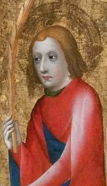 Detail der Votivtafel des Erzbischofs Jan Ocko, um 1370, Agneskloster Prag