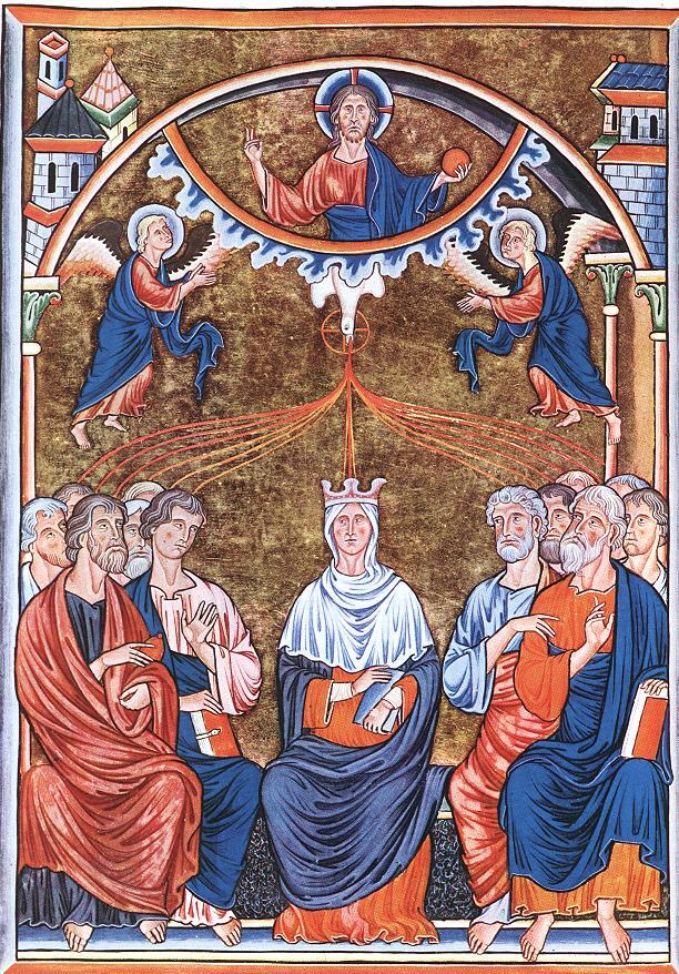Pfingstdarstellung des Ingeborg-Psalters, um 1195, Musée Condé, Chantilly