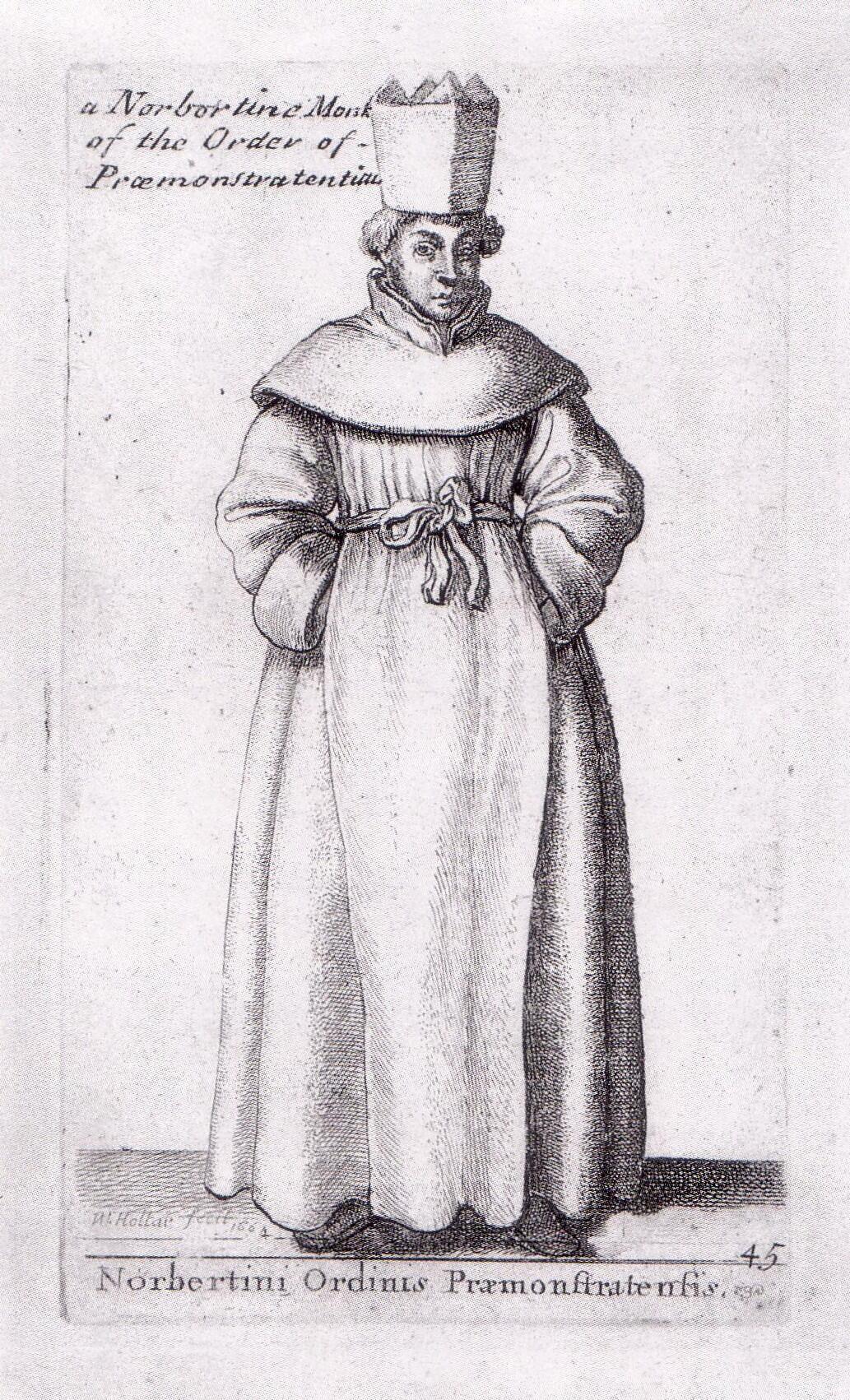 Prämonstratenser-Chorherr, Radierung von Wenzel Hollar, 1661