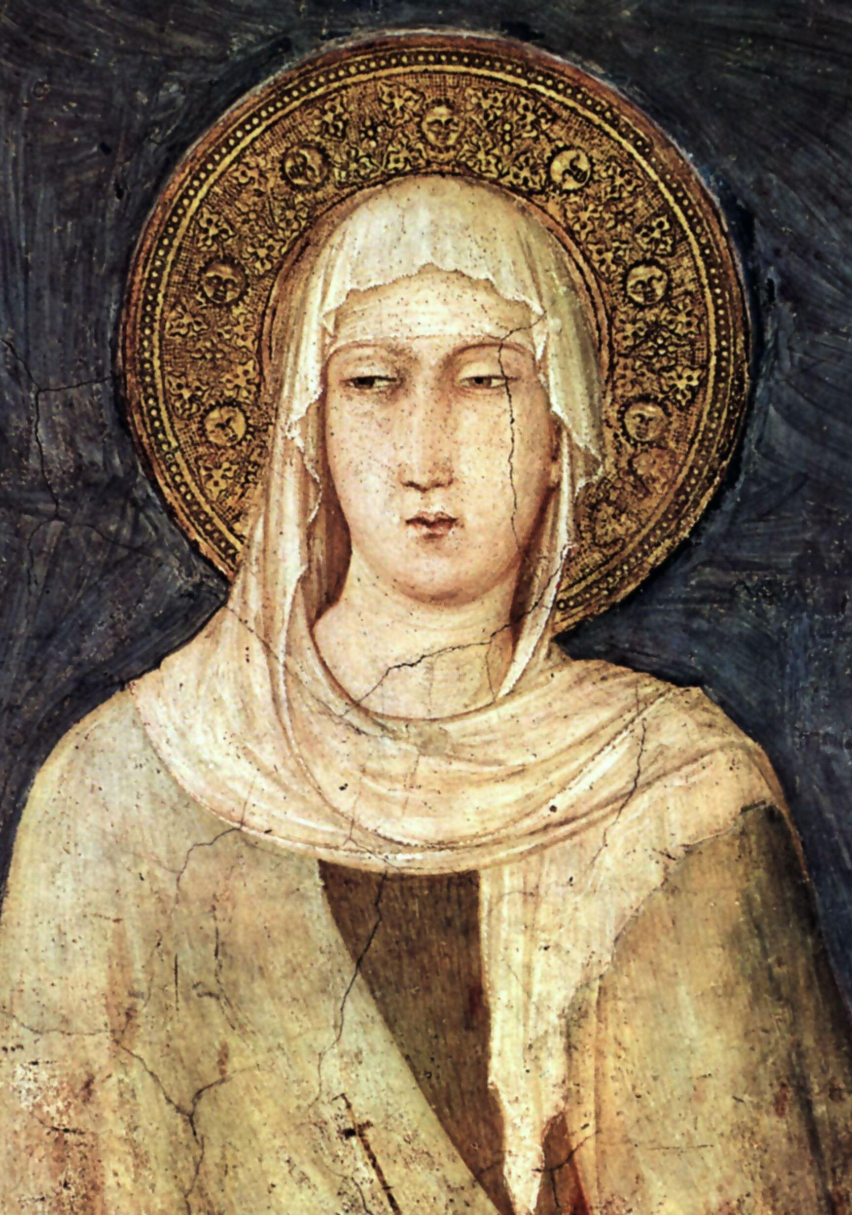 Simone Martini, Die heilige Klara, Freskendetail in der Unterkirche der Basilika San Francesco in Assisi, 1322–1326