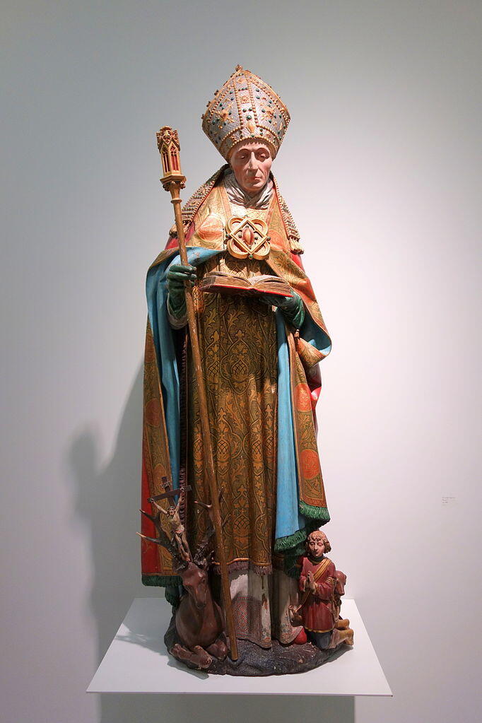 Hubertusstatue mit Hirschlegende, um 1480, Museum M – Löwen