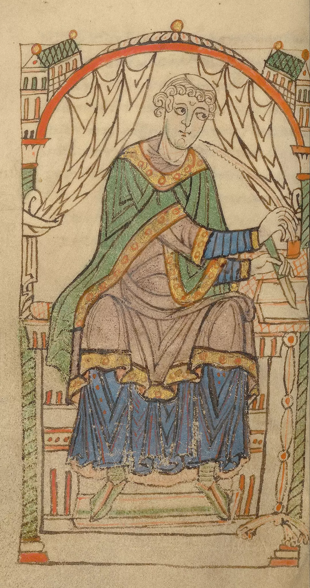 Illumination der Lebensbeschreibung seines Sekretärs und Kaplans Eadmer von Canterbury, Belgien um 1150, Getty Center, Los Angeles