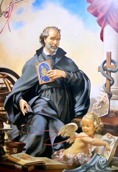 „Johannes Leonardi zwischen Glaube und Wissenschaft“, Gemälde von Giuseppe Antonio Lomuscio (2007) in der Kirche San Lorenzo de’ Speziali in Miranda, Rom. Foto: Giuseppe Antonio Lomuscio (CC BY-SA 3.0)