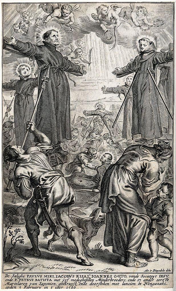 Das Martyrium von Paul Miki und Gefährten, Kupferstich nach Abraham van Diepenbeeck, 1667. Foto: Wellcome Library, London (CC BY 4.0)