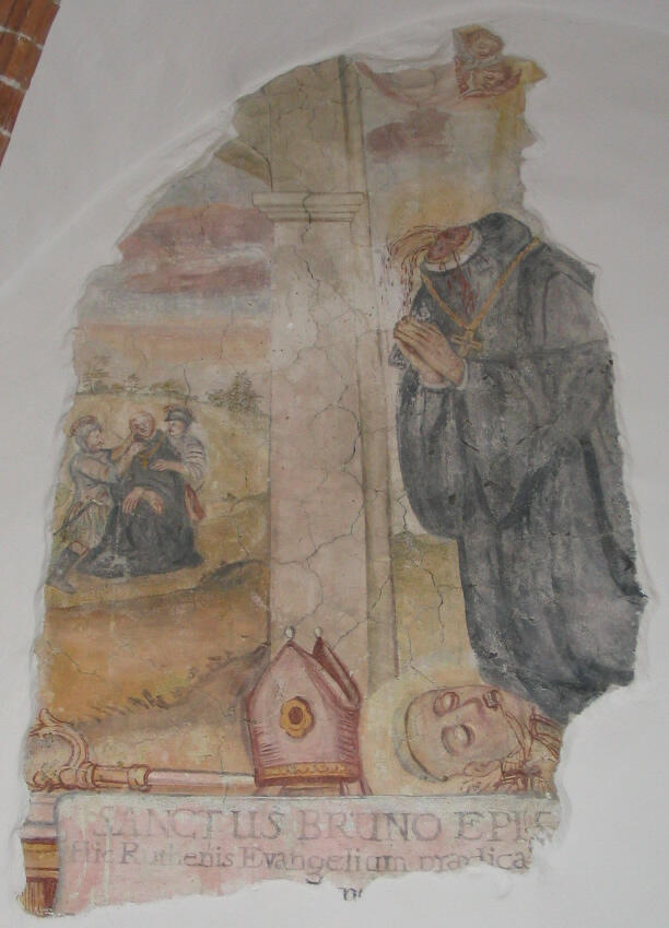 Fresko im gotischen Kreuzgang des Klosters Święty Krzyż (Heiligkreuz), Polen. Foto: Goku122 (CC BY-SA 3.0)