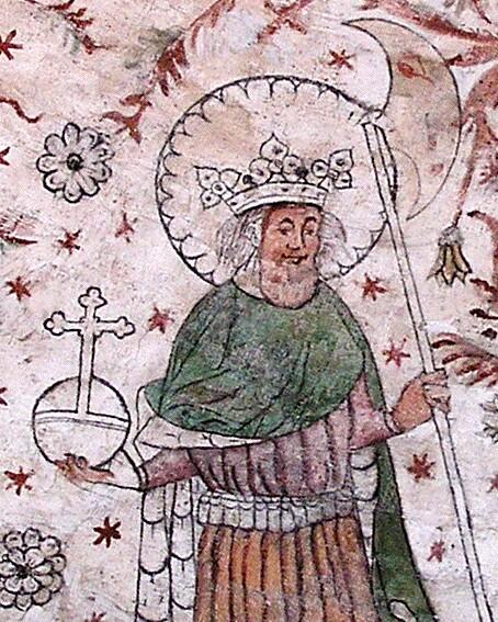 Deckenfresko in der Kirche von Överselö (Mälaren), um 1400