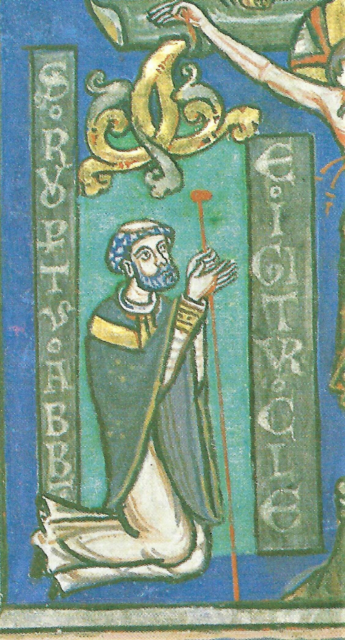 Rupert auf dem Ottobeurer Graduale (Ausschnitt), um 1164, The Wormsley Library, Buckinghamshire