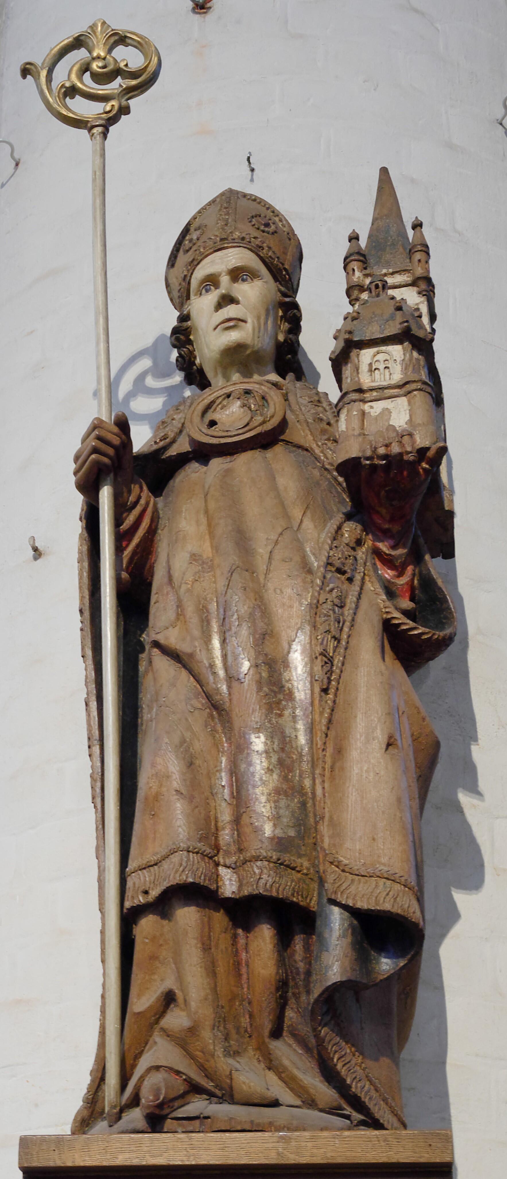 Holzstatue aus der Werkstatt von Bernt Notke in der Hamburger Hauptkirche Sankt Petri, um 1480