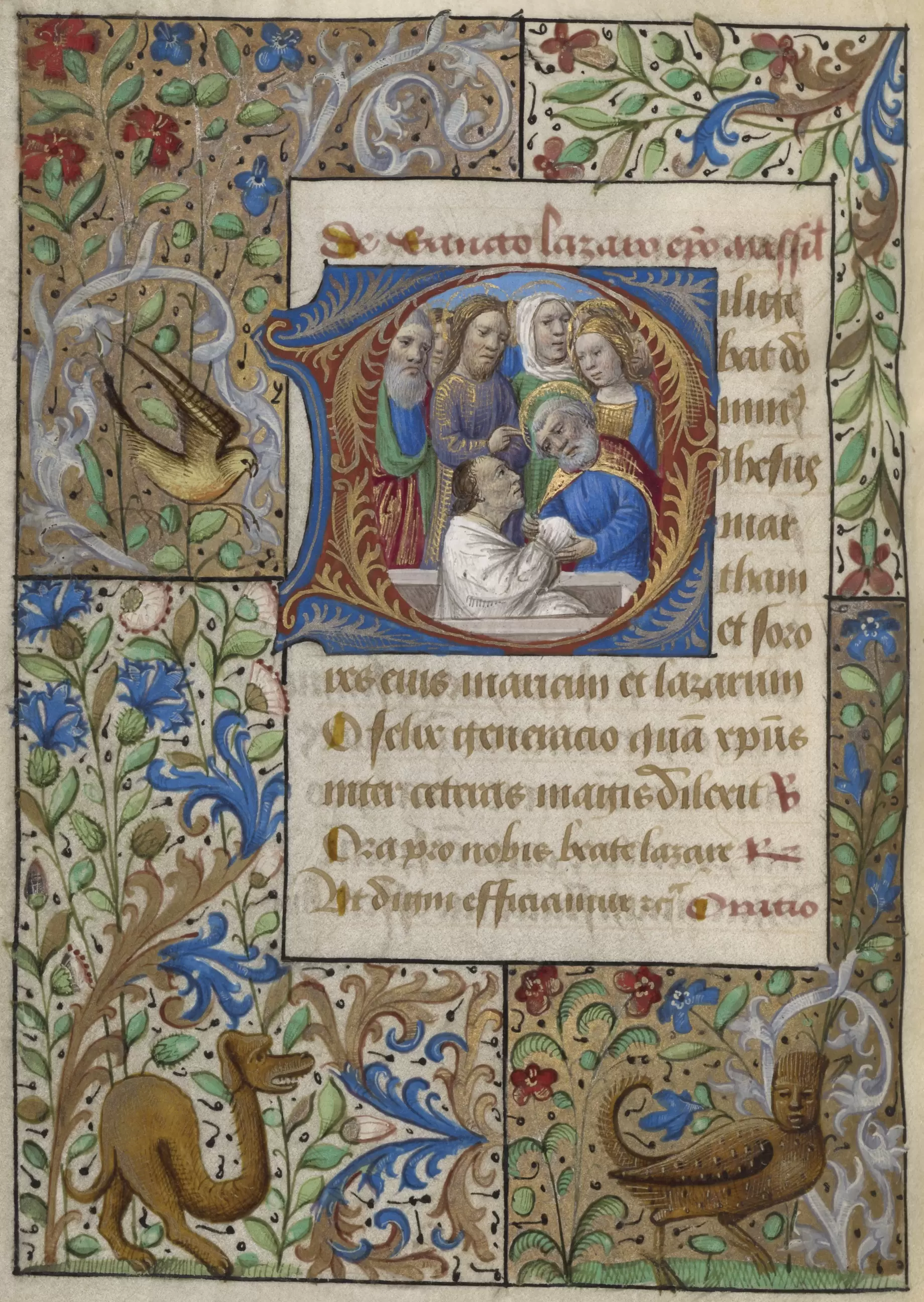 Initiale D mit der Auferweckung des Lazarus von Georges Trubert, um 1485, The J. Paul Getty Museum, Los Angeles