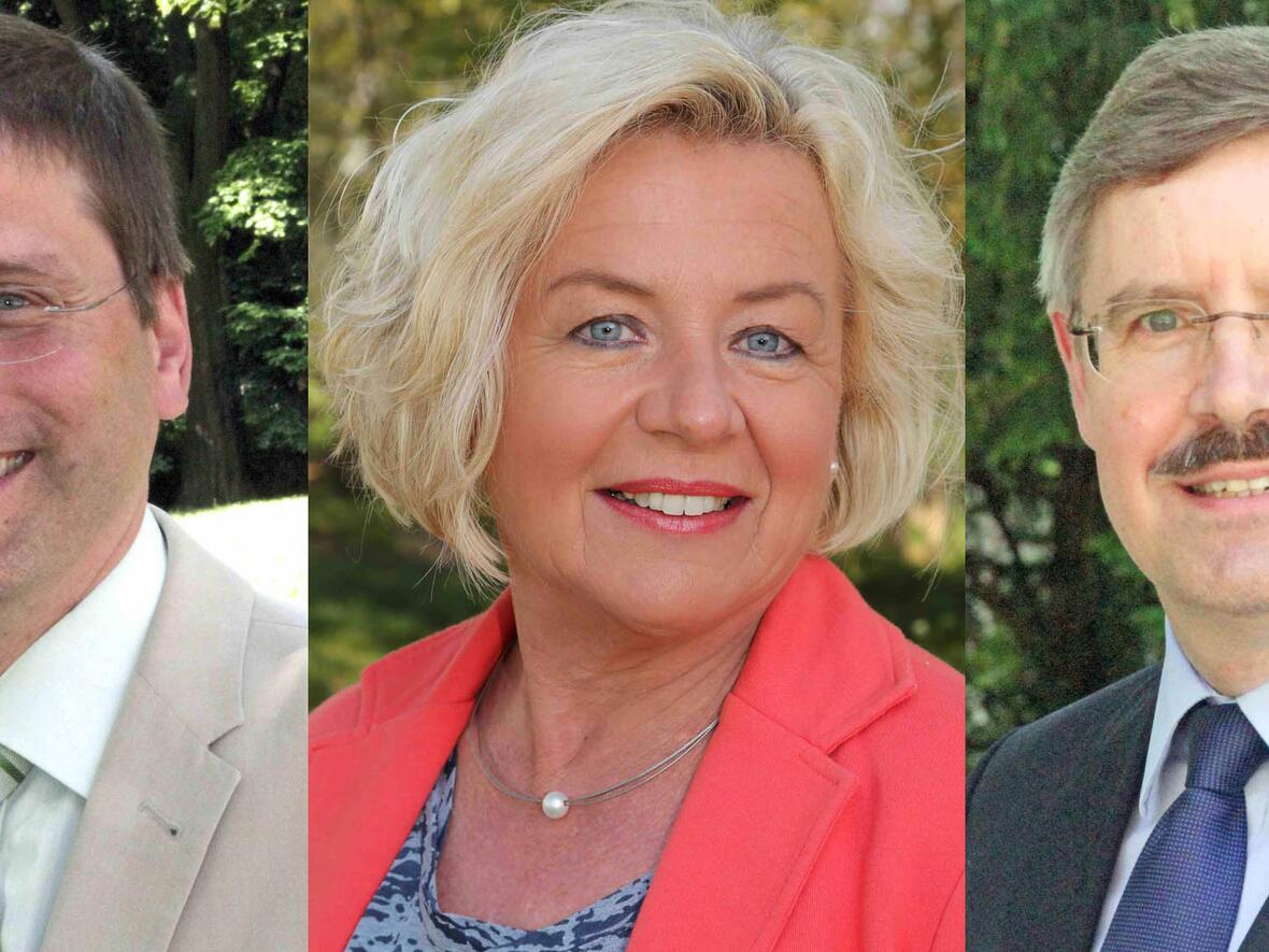 Die drei Mitglieder des Stiftungsvorstands: (v.l.) Stiftungsvorsitzender Günter Groll, stellv. Vorsitzende Christine Neugebauer, Peter Kindermann als weiteres Mitglied im Vorstand. (Fotos: pba, Bild links und rechts; Bild Mitte: Helmut Riegel_foto morgana)
