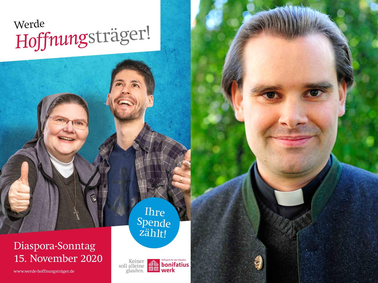 Der neue Diözesanvorsitzender des Bonifatiuswerks Diakon Andreas Martin (rechts) ruft zu Solidarität mit Christen in Diasporagebieten auf, speziell jetzt zur Diaspora-Aktion. (Foto: Bonifatiuswerk / pba)