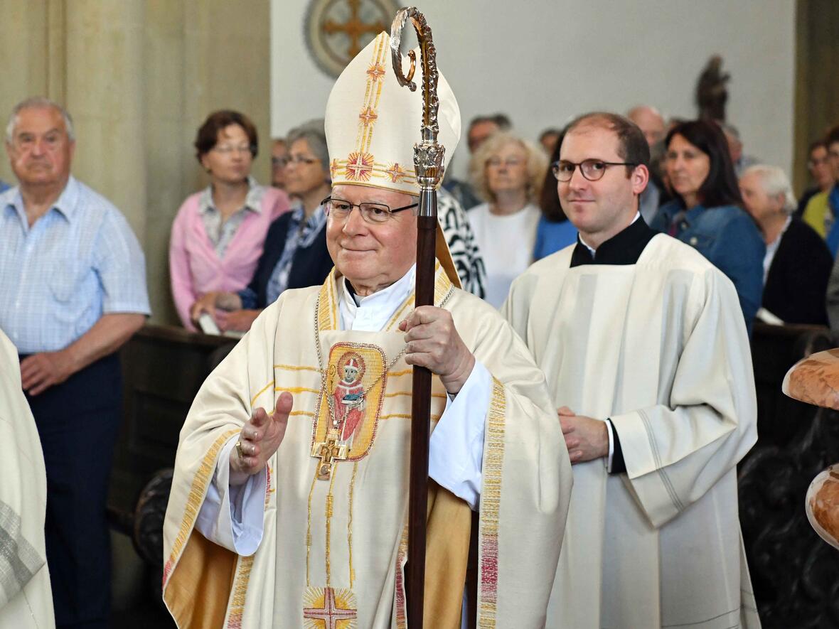 Das heutige Pontifkalamt zum Ulrichsfest war die letzte Amtshandlung von Bischof Konrad als amtierender  Bischof von Augsburg (Foto: Nicolas Schnall / pba).