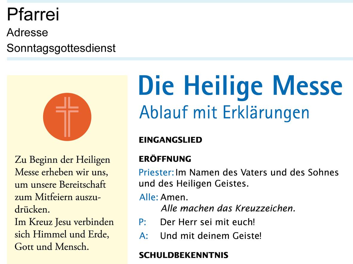 Faltblatt zum Gottesdienstablauf erschienen