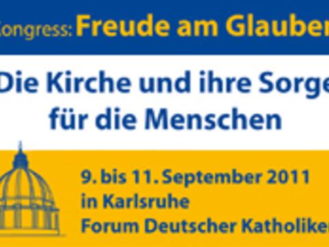 Titel des Flyers zum Kongress "Freude im Glauben", der in vielen Kirchen Deutschlands ausliegt.