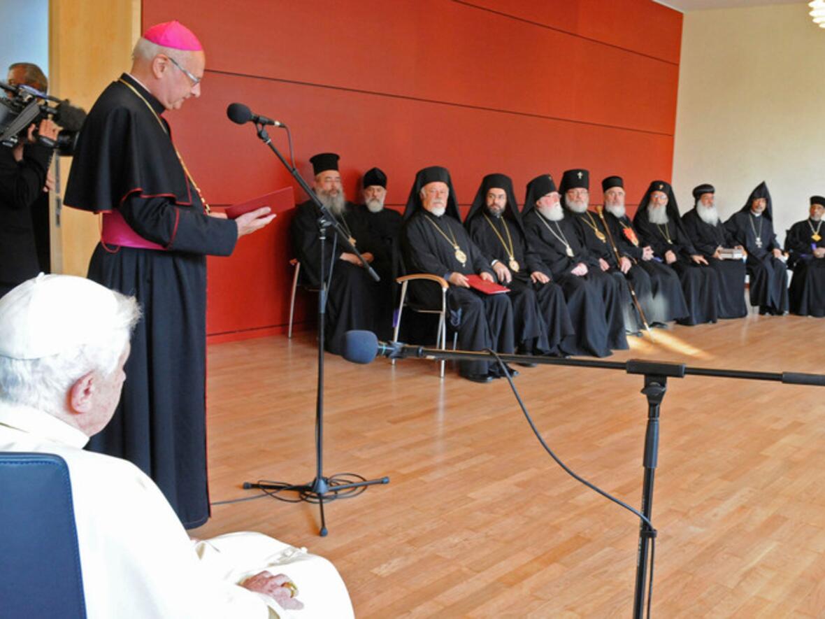 Begegnung von Papst Benedikt XVI. mit Vertretern der orthodoxen Kirchen am 24. September 2011 im Priesterseminar in Freiburg.