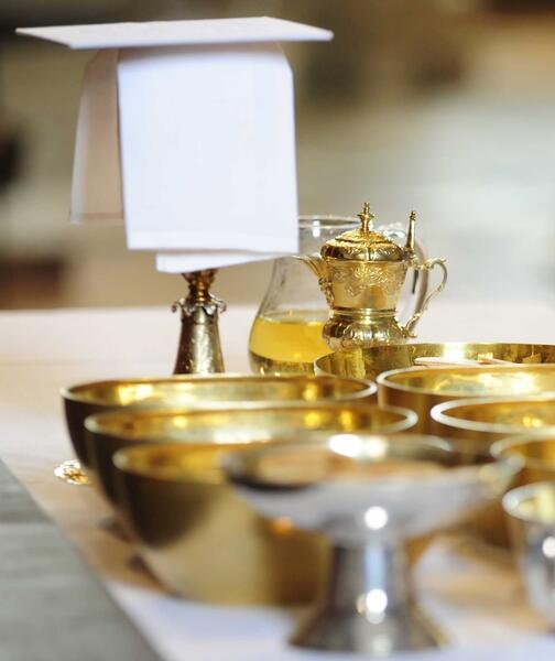 Die eucharistischen Gaben Brot und Wein. (Foto: pba/Nicolas Schnall)