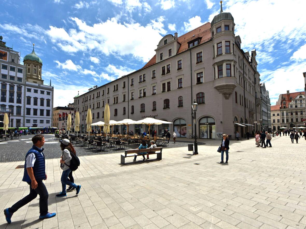 Rathausplatz in Augsburg. (Foto: Nicolas Schnall/pba)