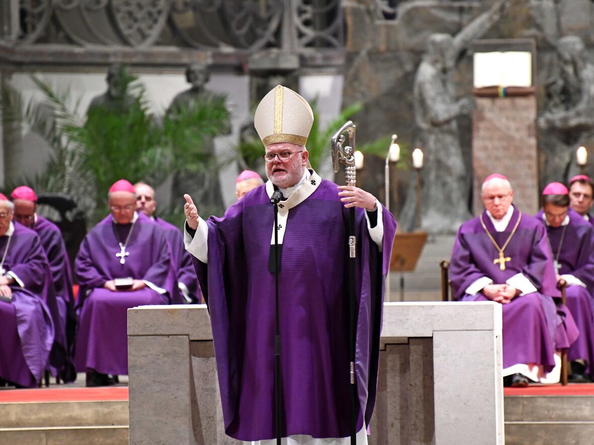 Kardinal Marx predigte beim Pontifikalamt im Hohen Dom während Frühjahrsvollversammlung der Freisinger Bischofskonferenz. (Foto: Nicolas Schnall / pba)