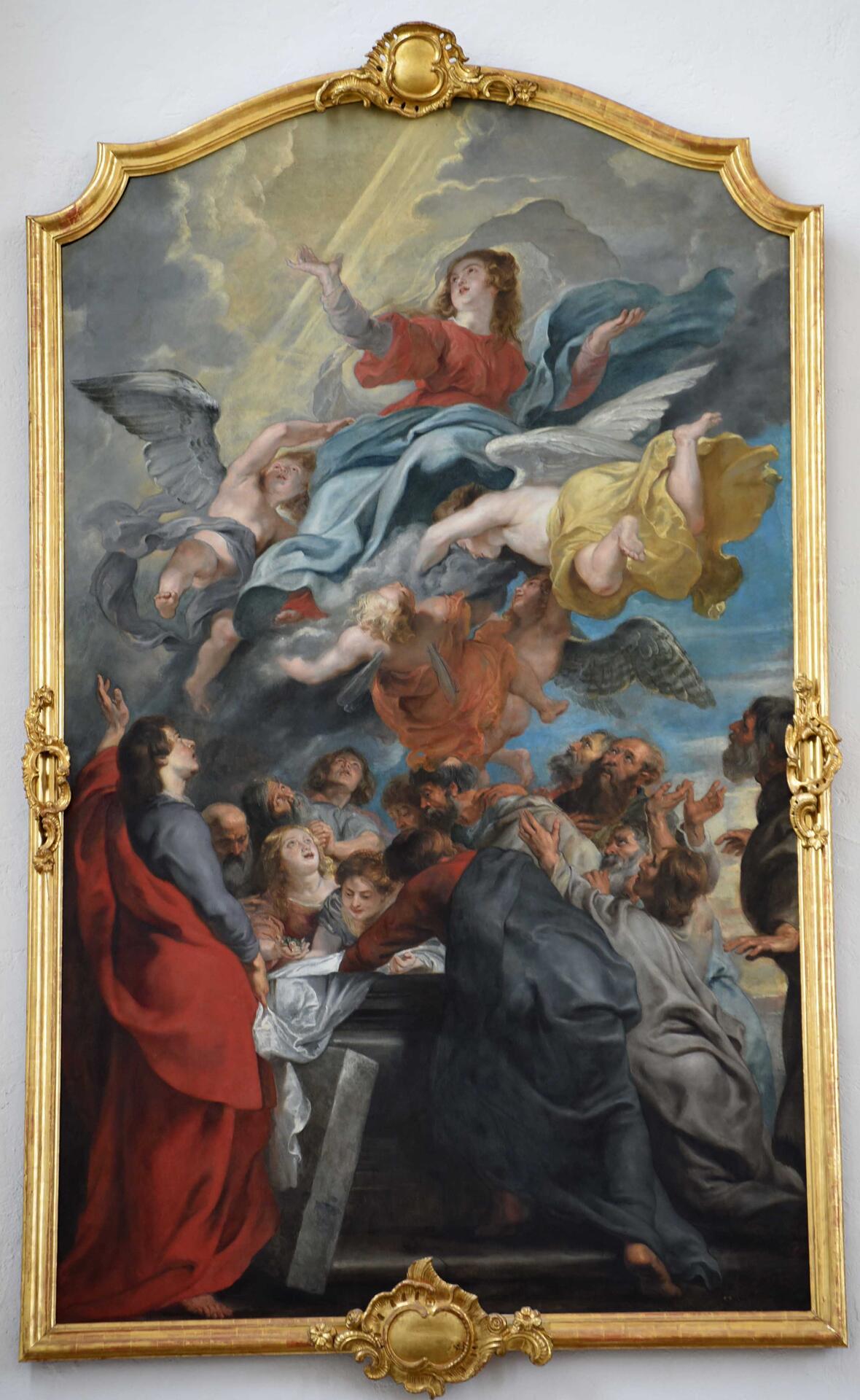 Darstellung der Aufnahme Mariens in den Himmel in der Wallfahrtskirche Heilig Kreuz in Augsburg. Foto: Maria Steber / pba 