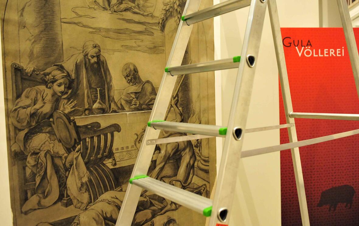 Die Aufbauarbeiten für die Sonderausstellung sind bereits in vollem Gang. (Foto: pba/Nicolas Schnall)