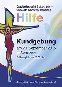 Das Plakat mit dem Motto der Veranstaltung liegt in vielen Augsburger Kirchen aus.