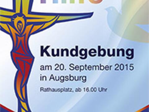 Das Plakat mit dem Motto der Veranstaltung liegt in vielen Augsburger Kirchen aus.