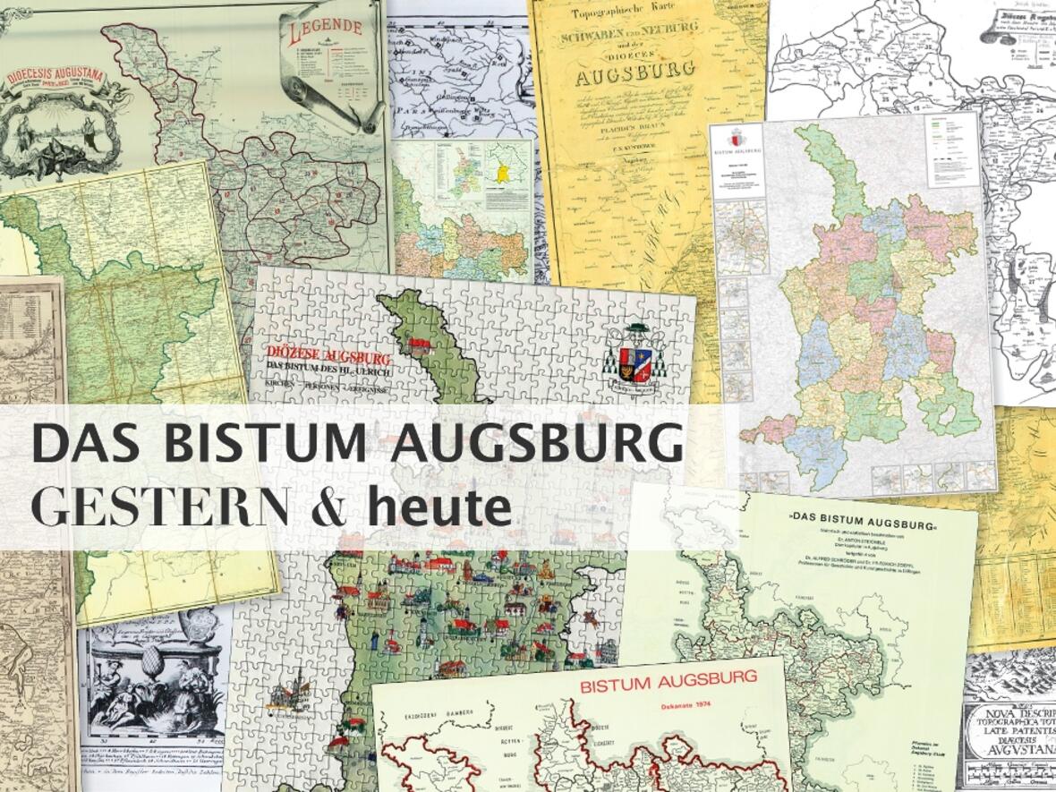 Bistumskarten aus dem Archiv des Bistums. (Collage: Sonja Haller/pba)